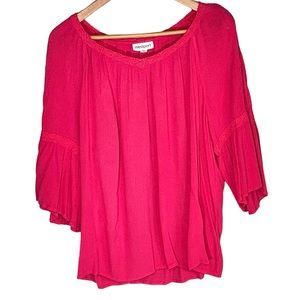 Bohemian Pink Peasant Blouse with peekaboo arms